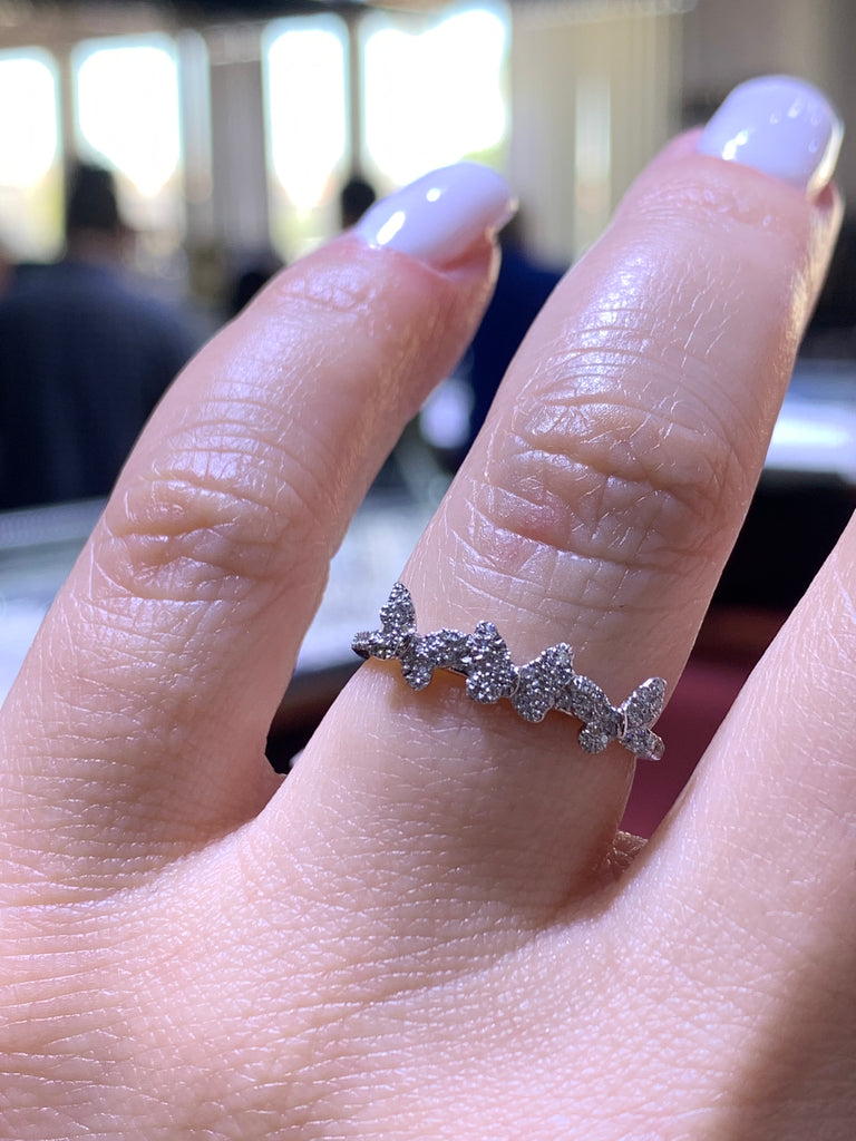 14K Gold Diamond Butterfly Stackable Band