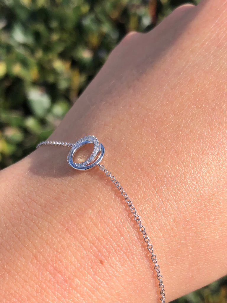 14K Gold Linked Ring Diamond Bracelet