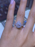 14K Gold Art Deco Pear 1.00 Lab Grown Diamond Halo Engagement Ring
