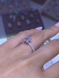 14K Gold 1.50 Carat Princess Lab Grown Diamond Under Halo Engagement Ring