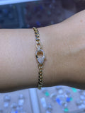 14k Gold Cuban Lobster Lock Diamond Bracelet