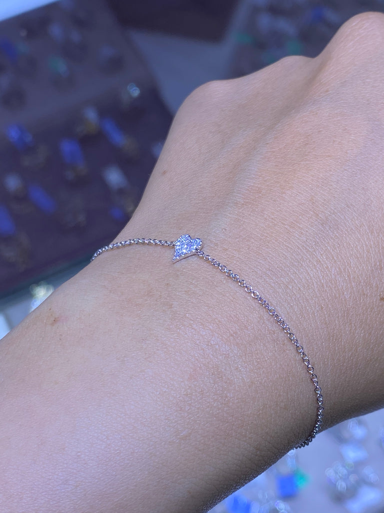 14K Gold Single Heart Pavé Diamond Bracelet