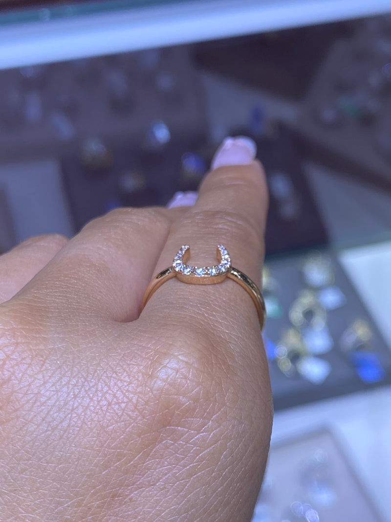 14K Gold Horseshoe Diamond Band