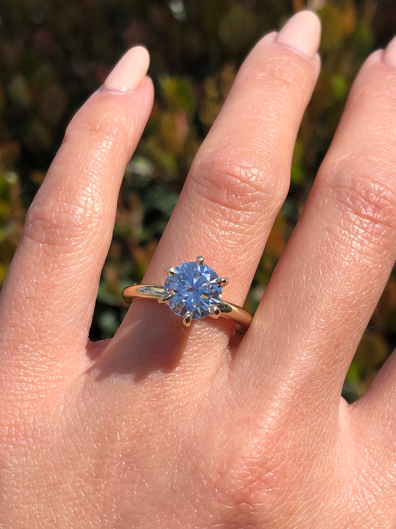 14K Gold 2.00 Carat Round Lab Grown Diamond 6-Prong Solitaire Engagement Ring