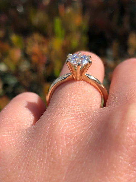 【HYERES LOR】24SS★ Lab Diamond 14K(Y) 1ct Solitaire Ring Blonde Solitaire Engagement Ring with Lab Grown Diamonds