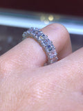 14K Gold Diamond Emerald U-Prong Eternity Band