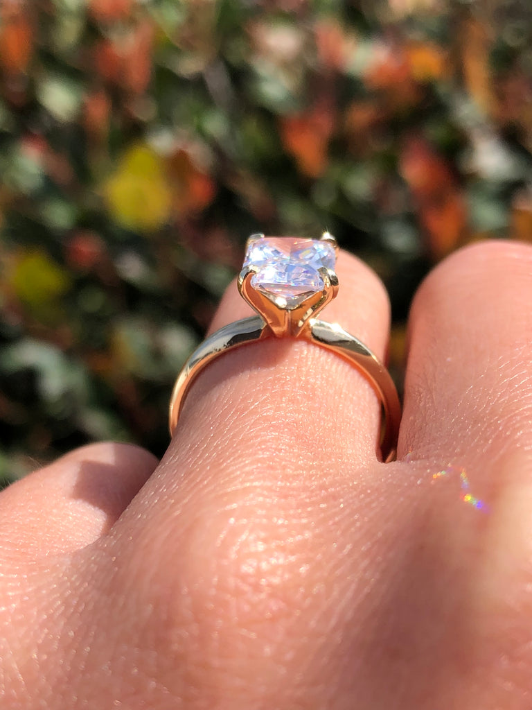 14K Gold 3.00 Carat Radiant Lab Grown Diamond Solitaire Engagement Ring