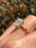 14K Gold 3.50 Carat Radiant Lab Grown Diamond Basket Setting Engagement Ring