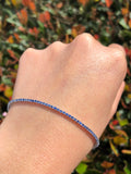 14K Gold Blue Sapphire Color Stoned Tennis Bracelet