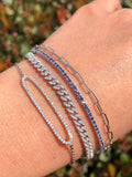 14K Gold Blue Sapphire Color Stoned Tennis Bracelet