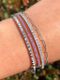 14K Gold Pink Sapphire Color Stoned Tennis Bracelet
