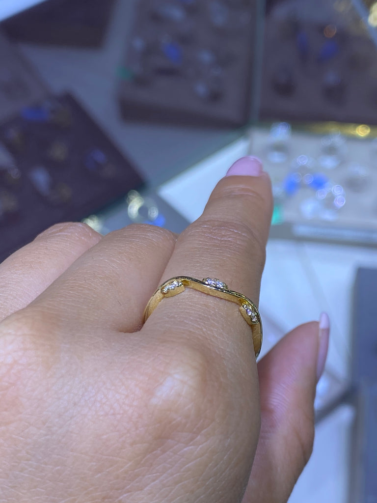 14K Gold Wave Marquise Diamond Eternity Band