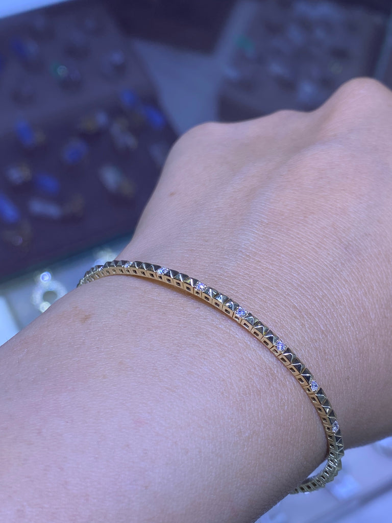 14k Gold Stud Diamond Bangle