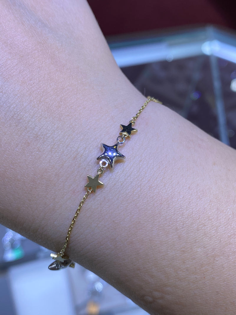 14K Gold Tri-Star Duo Color Bracelet