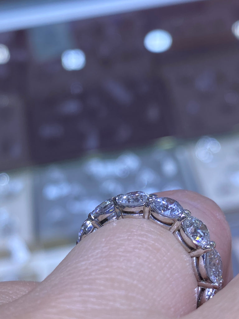 14K Basket Set Round Diamond Eternity Band