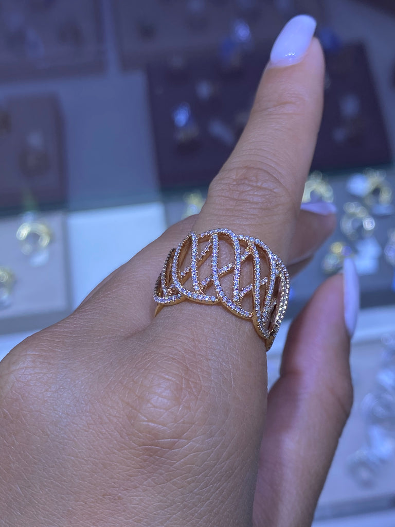 14k Gold Wave Diamond Ring