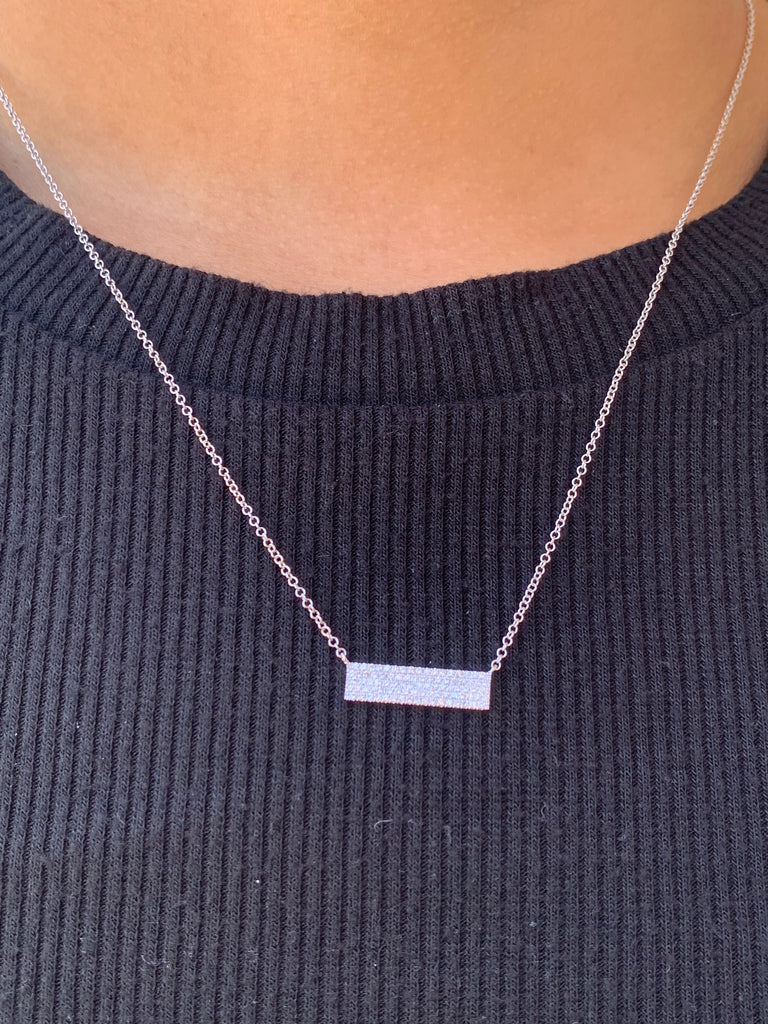 14K Gold 4-Row Diamond Pavé Bar Necklace