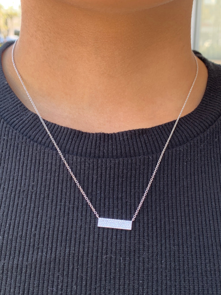 14K Gold 4-Row Diamond Pavé Bar Necklace