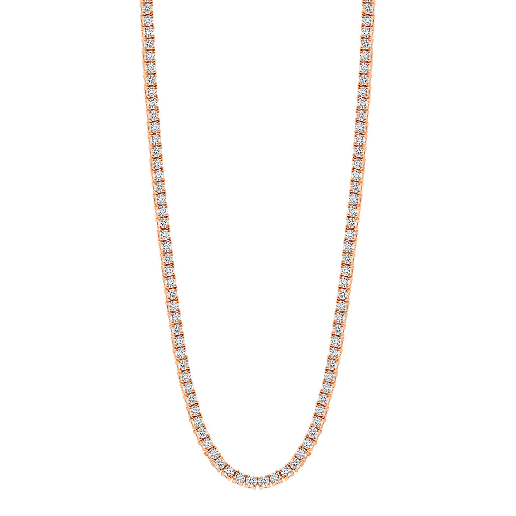 14K Gold Natural Diamond Large Tennis Necklace