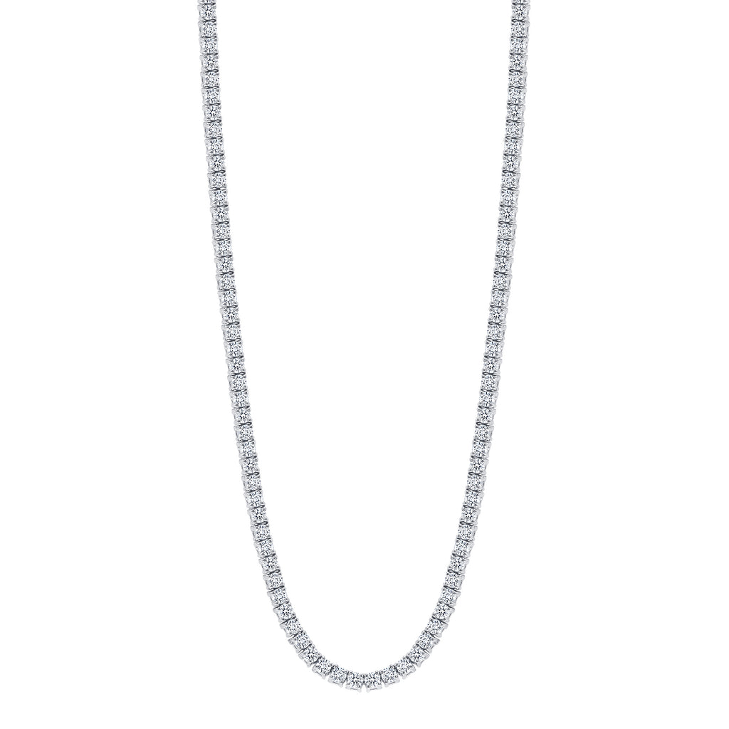 14K Gold Natural Diamond Large Tennis Necklace