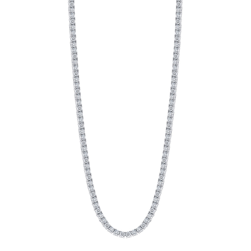 14K Gold Natural Diamond Large Tennis Necklace