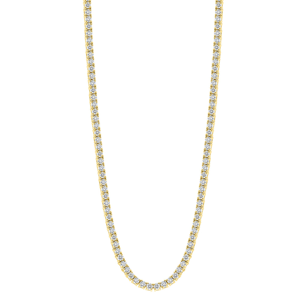 14K Gold Natural Diamond Large Tennis Necklace