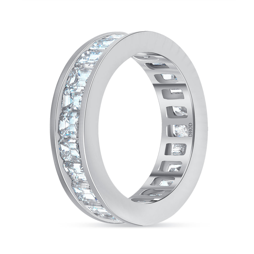 14K Gold Channel Setting Diamond Emerald Eternity Band