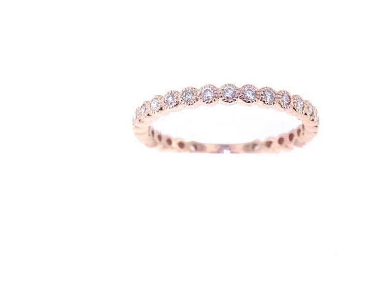 14K Gold Diamond Antique Style Art Deco Bezel Set 3/4 Eternity Band
