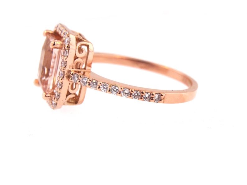 Cushion Cut Morganite Engagement Ring