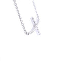 14K Gold Diamond Sideways Cross Necklace