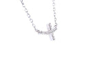 14K Gold Diamond Small Sideways Cross Necklace