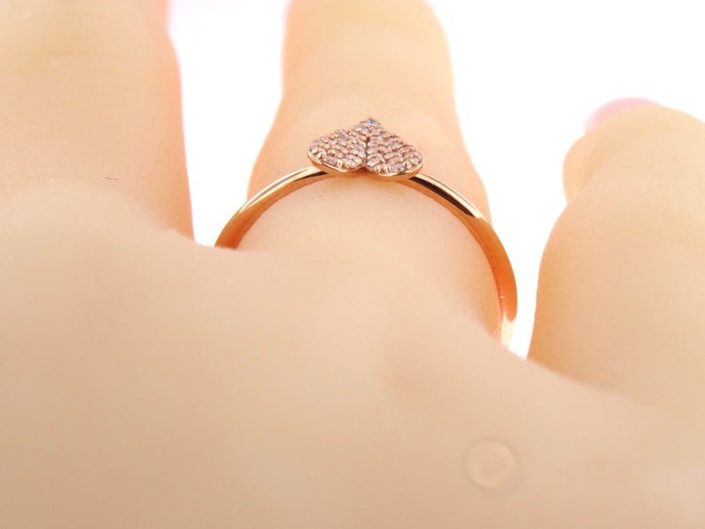 14K Gold Diamond Heart Ring