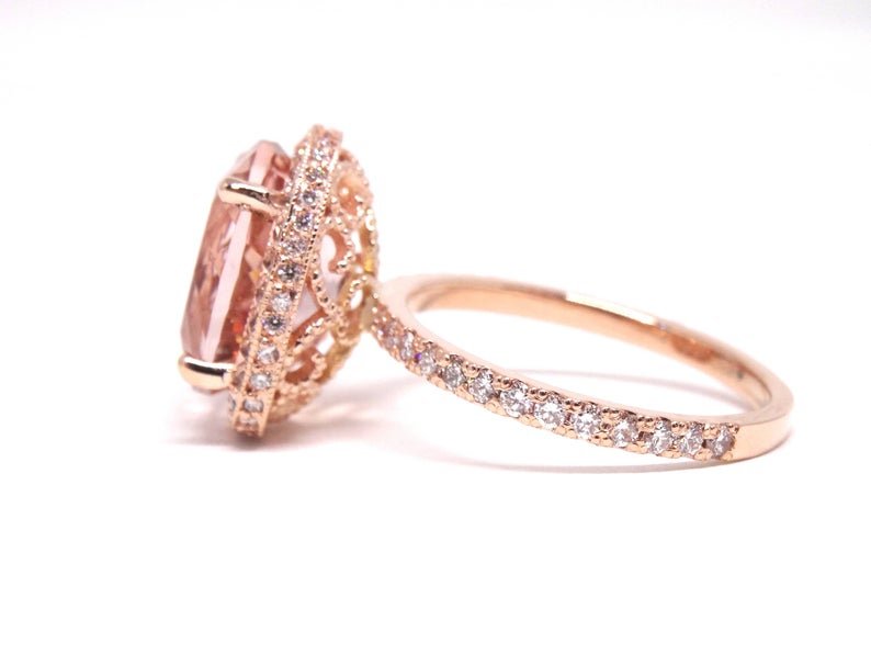 14K Gold Diamond Halo Ring