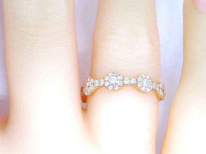 14K Gold Halo 4MM Diamond Band
