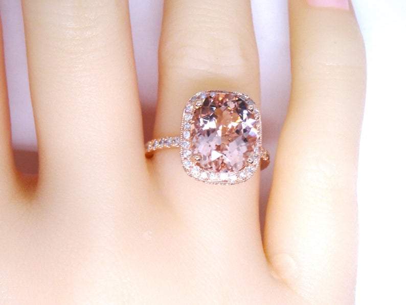 6 Carat Oval Shape Morganite Ring