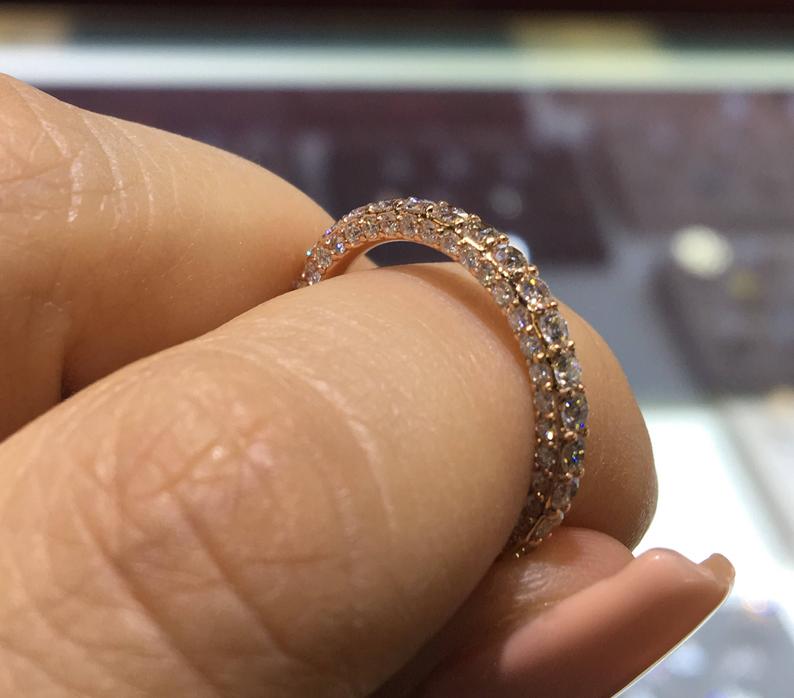 14K Gold 3D 3MM Diamond Band