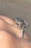 14K Gold Diamond Under Halo Ring with Oval Shape 11 Carats White Topaz Engagement Ring