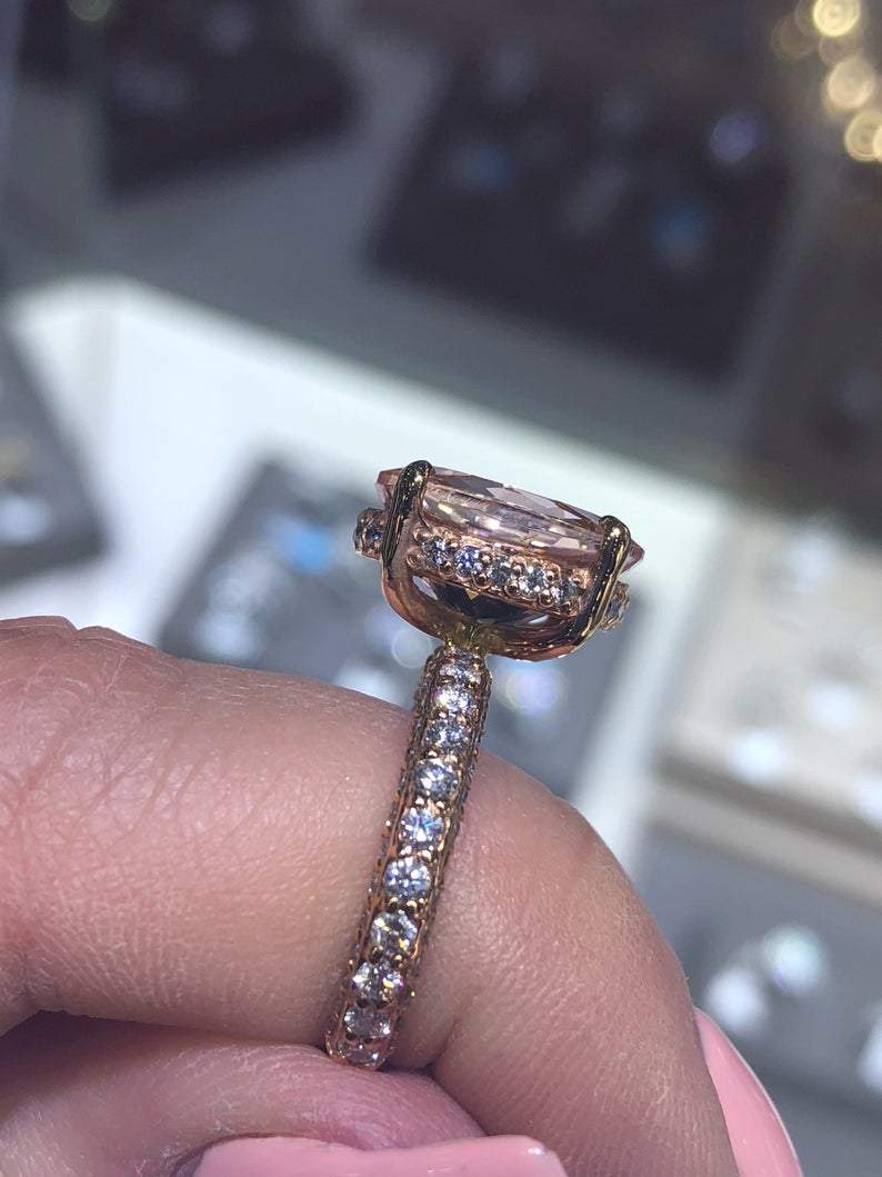 Gold Diamond Under Halo ring