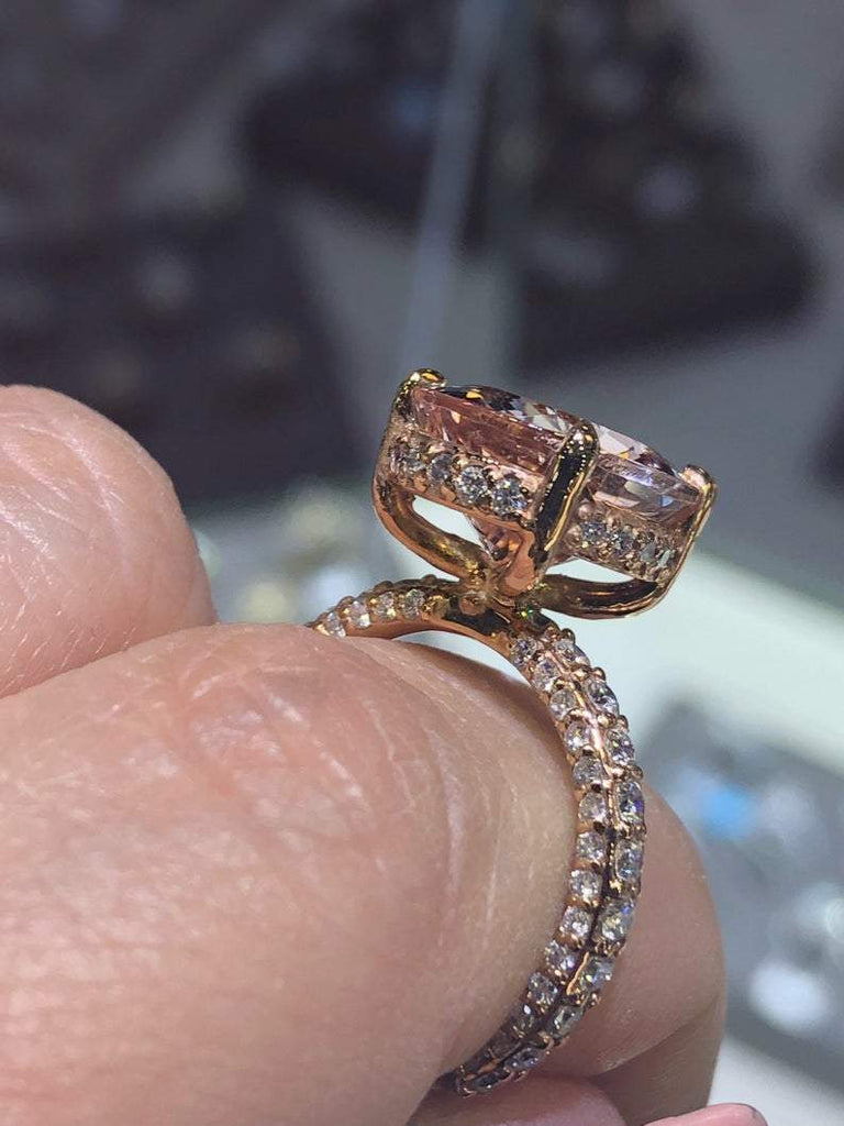 6 Carat Oval Morganite Engagement Ring