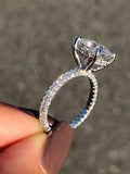 14K Gold Diamond Under Halo with Cushion Cut 2.5 Carat Forever One Moissanite Engagement Ring