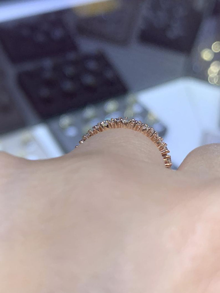 14K Gold Pear Alternate 3MM Band Half Eternity
