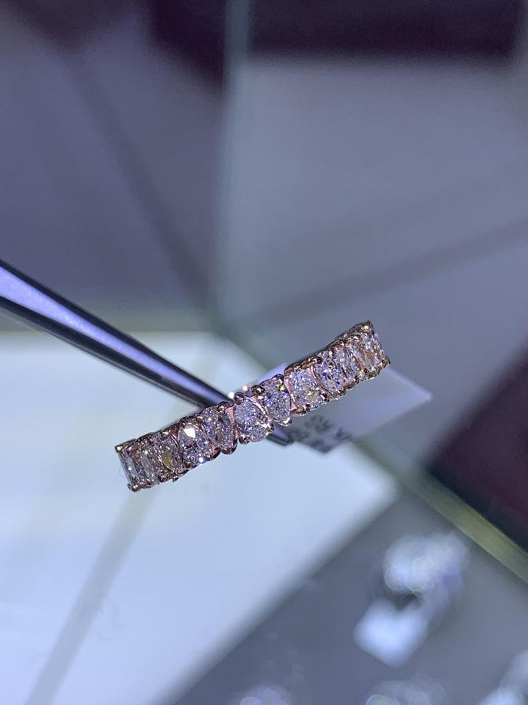 14K Gold Pear Alternate 3MM Band Half Eternity