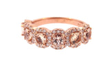 14K Gold Diamond and Morganite Halo Band