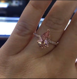 14K Gold Diamond Under Halo and 2.50 Carat Pear Engagement Ring