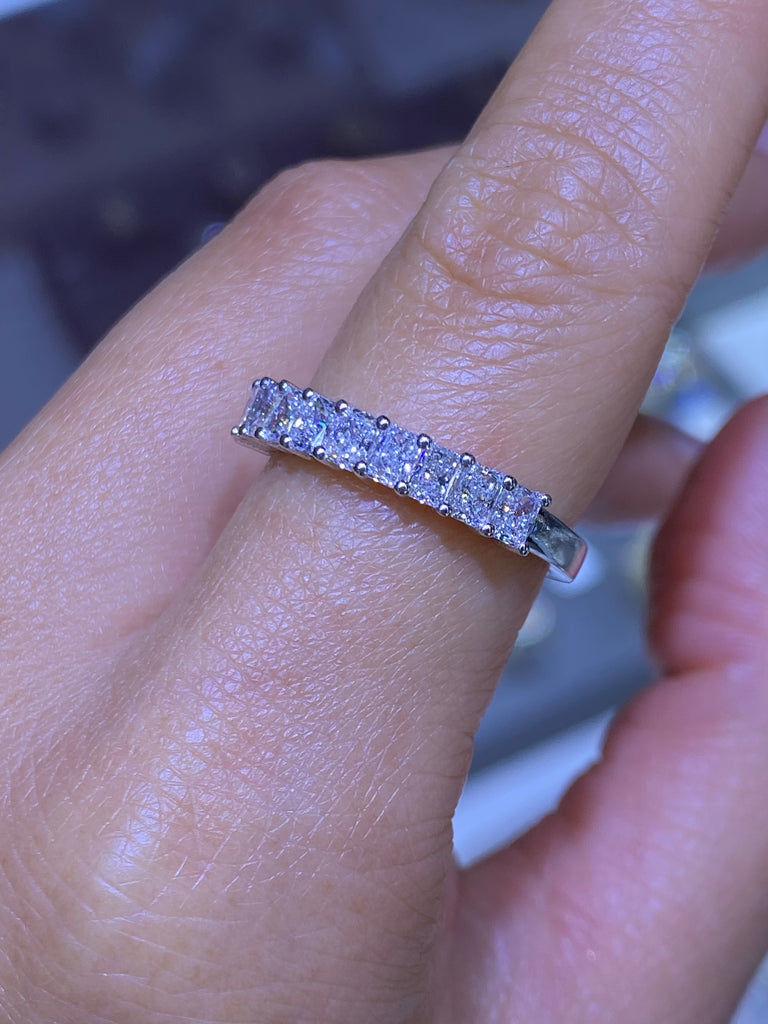 14K Gold Diamond Radiant Halfway Band