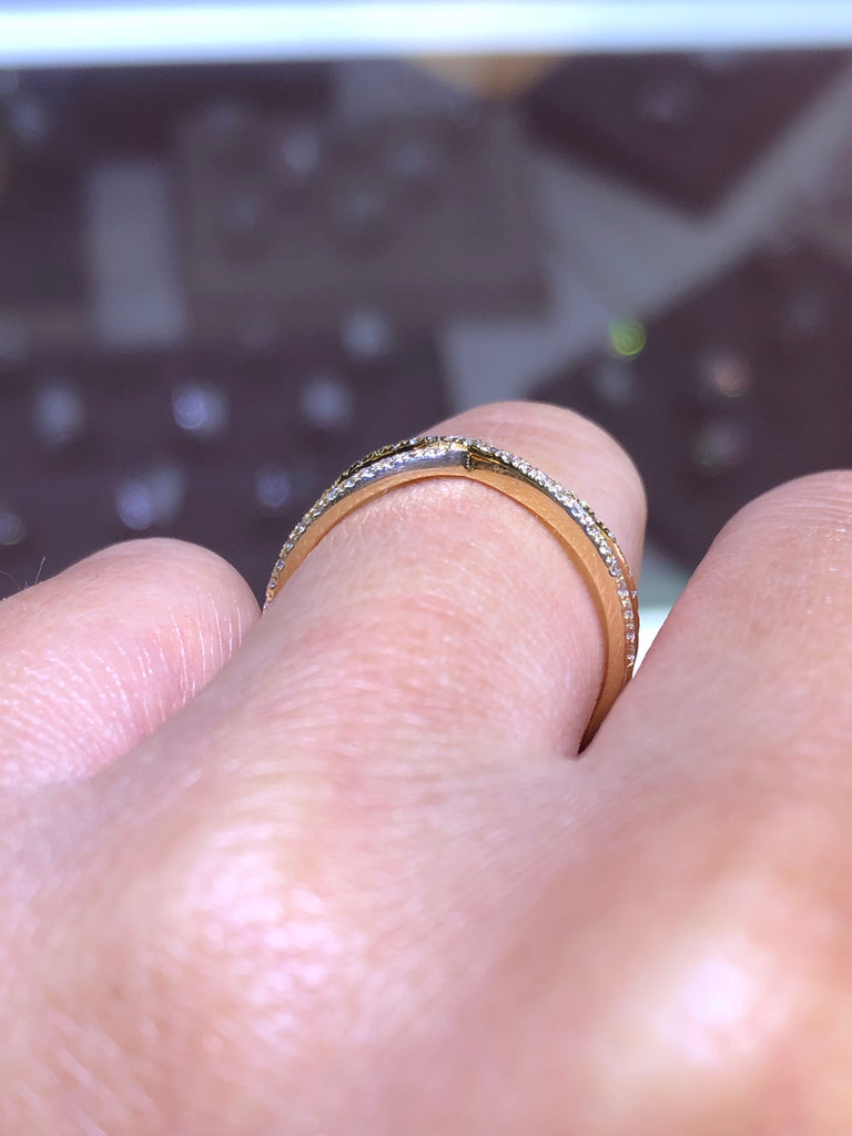14K Gold Diamond X Band Narrow