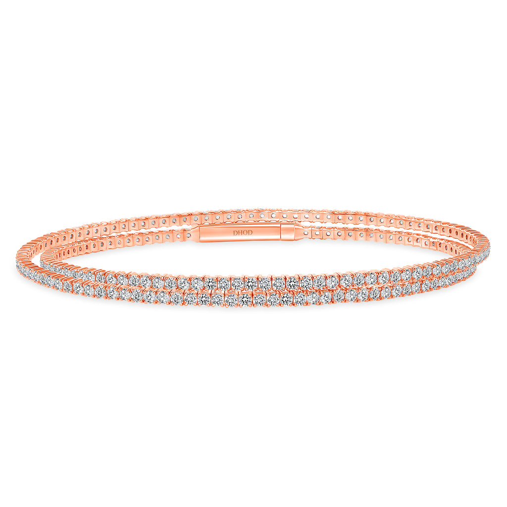 18K Gold Tennis Double Row Bangle
