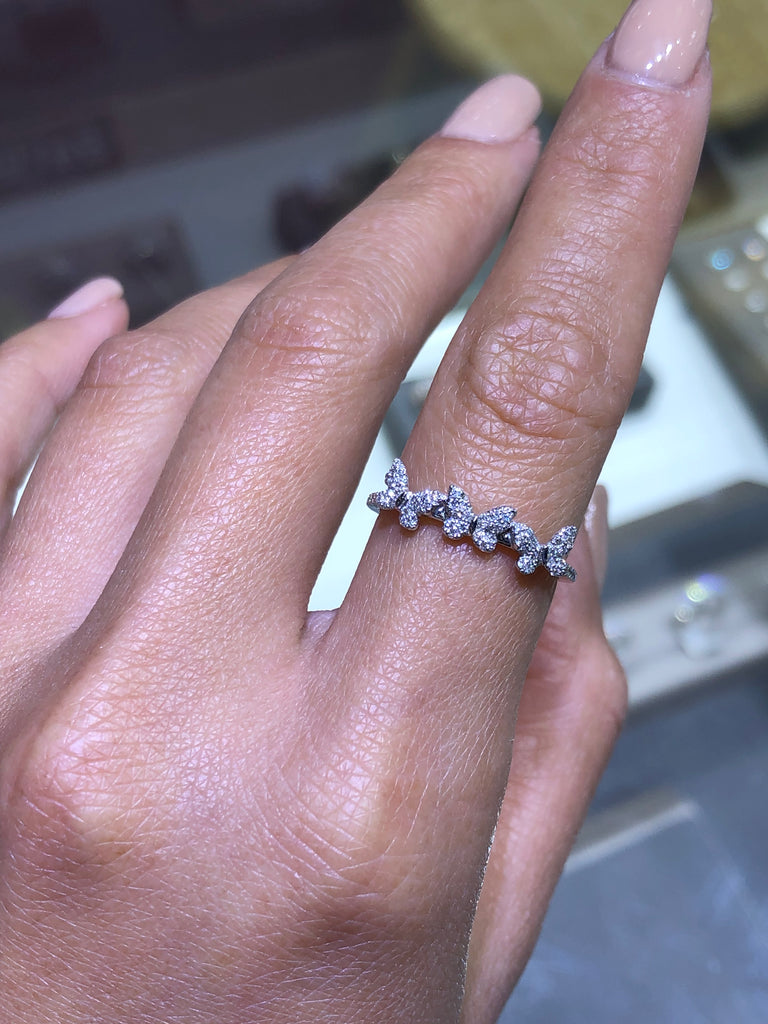 14K Gold Diamond Butterfly Stackable Band