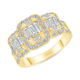 14K Gold Three Natural Diamond Cluster Engagement Ring