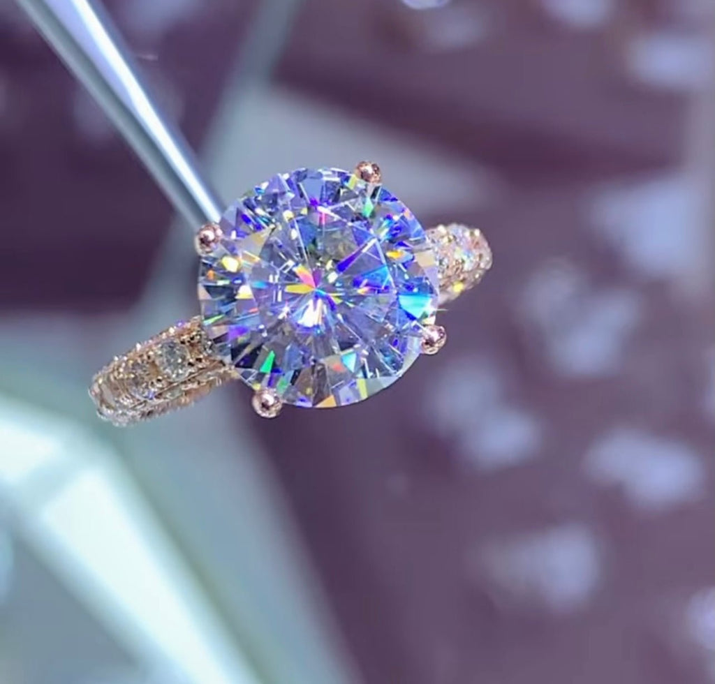 3 Carat Round Cut Moissanite Engagement Ring